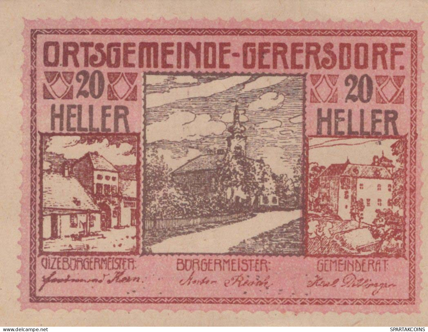 20 HELLER 1920 Stadt GERERSDORF Niedrigeren Österreich Notgeld Papiergeld Banknote #PG561 - Lokale Ausgaben