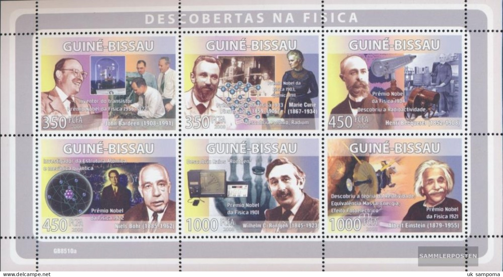 Guinea-Bissau 3986-3991 Sheetlet (complete. Issue) Unmounted Mint / Never Hinged 2008 Physicist - Guinée-Bissau