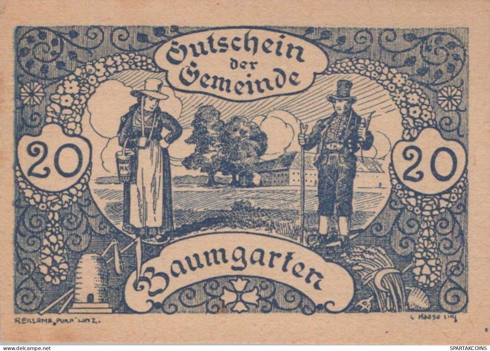 20 HELLER 1920 Stadt BAUMGARTEN Oberösterreich Österreich Notgeld #PE981 - [11] Emisiones Locales