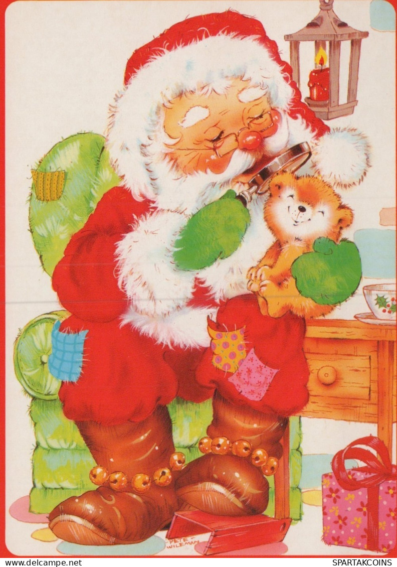 SANTA CLAUS ANIMALS CHRISTMAS Holidays Vintage Postcard CPSM #PAK652.GB - Santa Claus