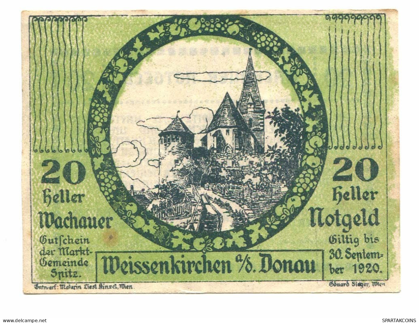 20 Heller 1920 WEISSENKIRCHEN Österreich UNC Notgeld Papiergeld Banknote #P10463 - [11] Emisiones Locales