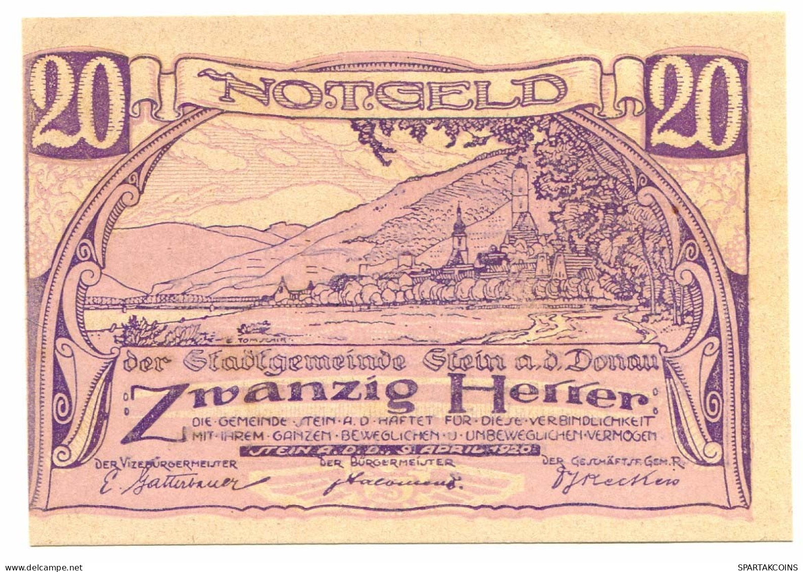 20 Heller 1920 STEIN Österreich UNC Notgeld Papiergeld Banknote #P10329 - [11] Emisiones Locales