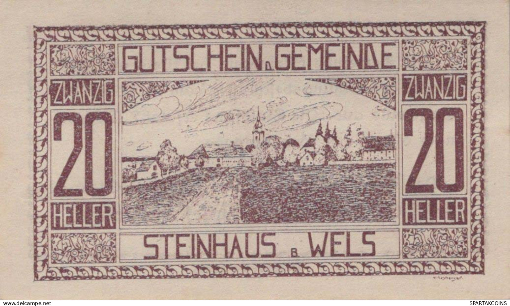 20 HELLER 1920 Stadt STEINHAUS BEI WELS Oberösterreich Österreich Notgeld #PE686 - [11] Lokale Uitgaven