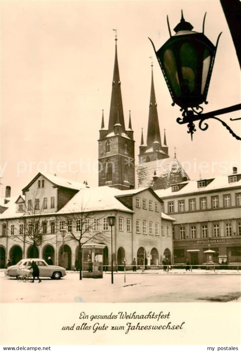 73865946 Saalfeld Saale Zentrum Blick Zur Kirche Weihnachts- Und Neujahrskarte S - Saalfeld