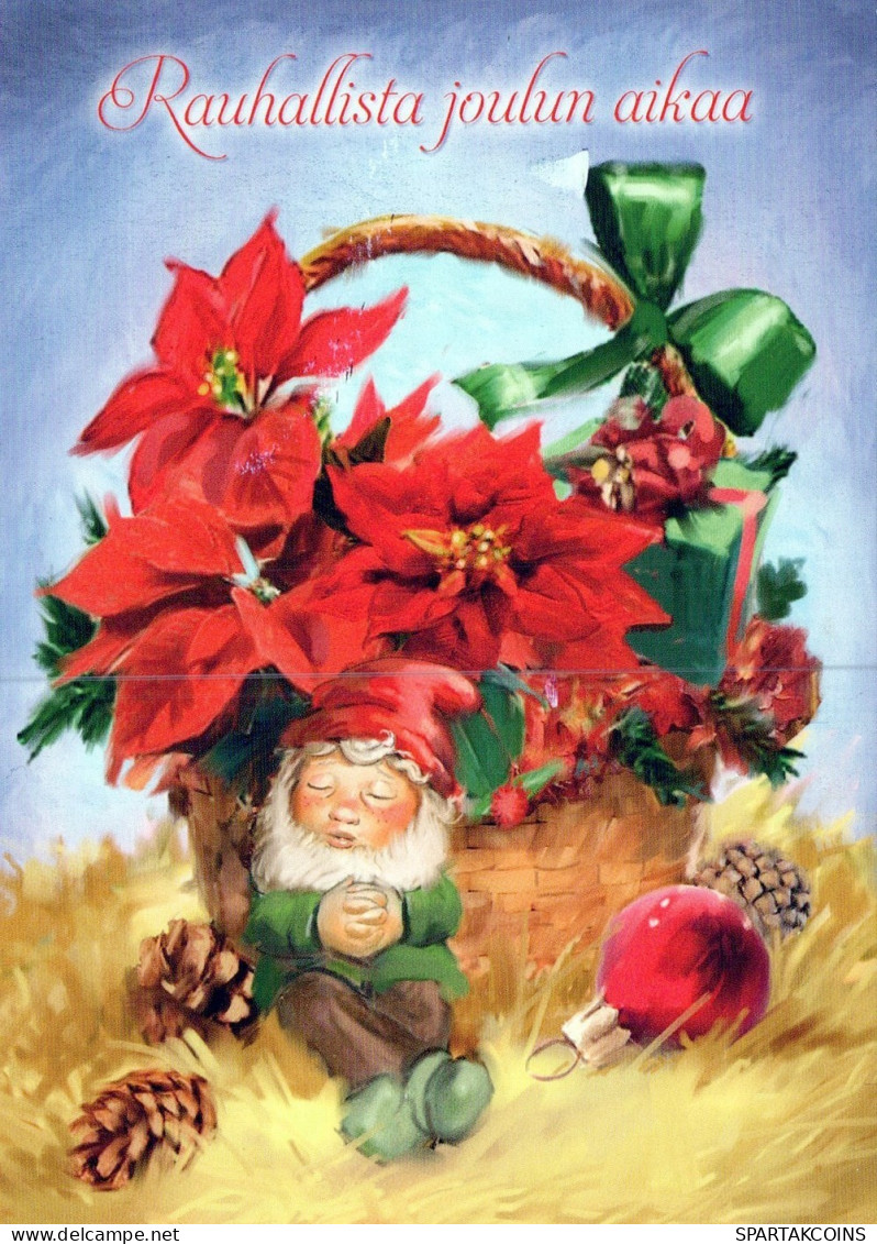 WEIHNACHTSMANN SANTA CLAUS BLUMEN WEIHNACHTSFERIEN Vintage Postkarte CPSM #PAK997.DE - Santa Claus