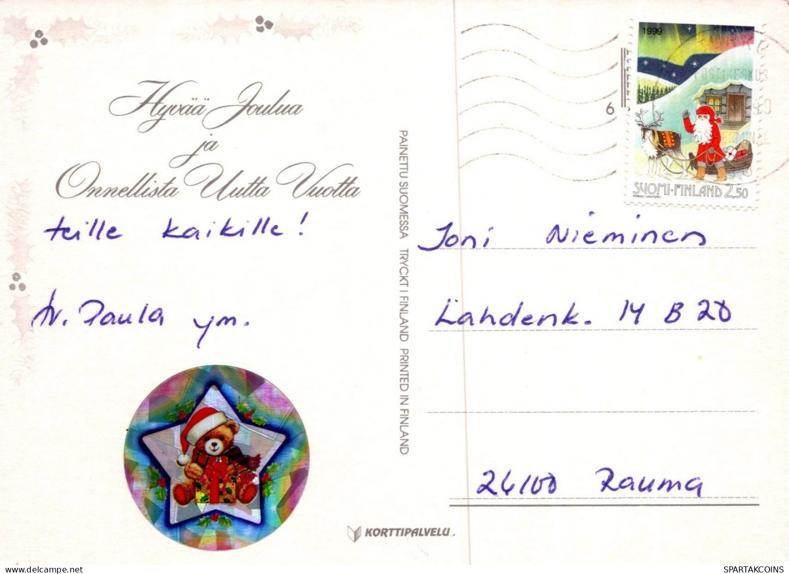 WEIHNACHTSMANN SANTA CLAUS TIERE WEIHNACHTSFERIEN Vintage Postkarte CPSM #PAK519.DE - Kerstman