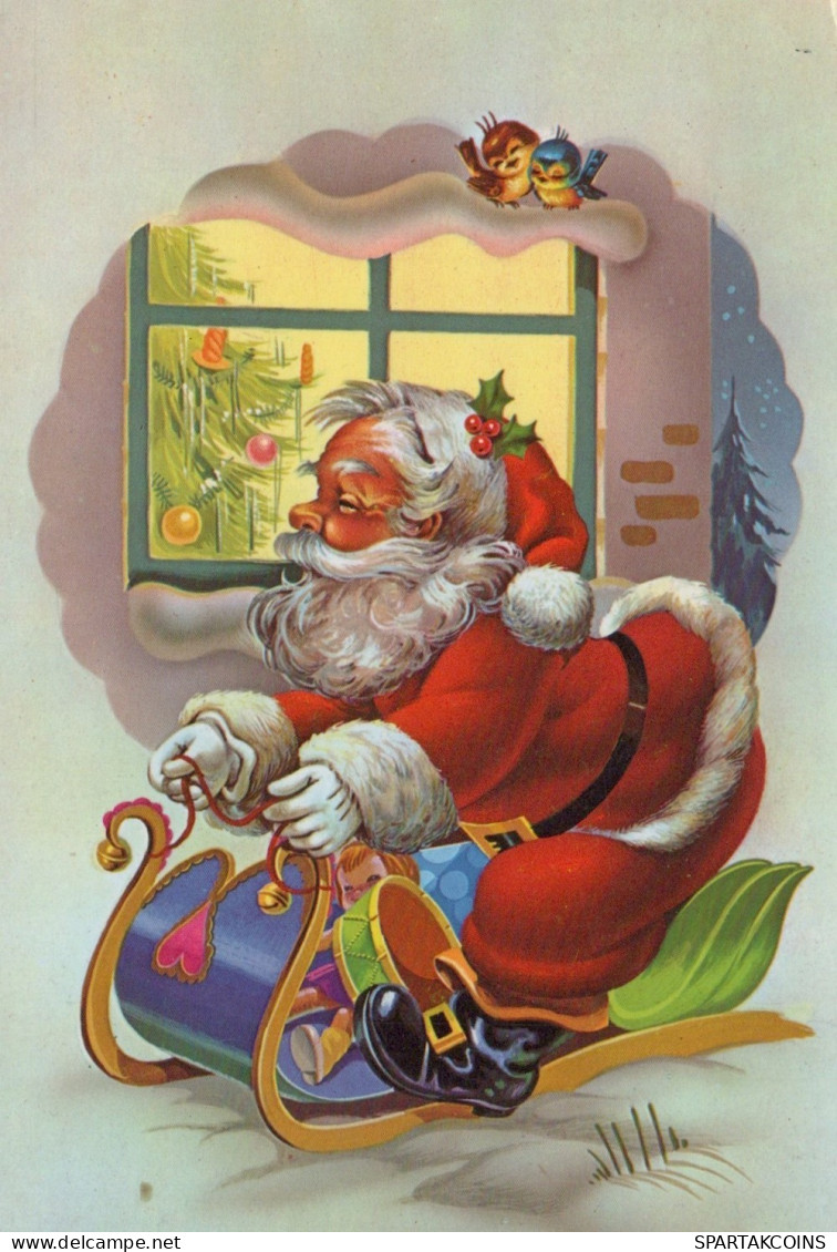 WEIHNACHTSMANN SANTA CLAUS WEIHNACHTSFERIEN Vintage Postkarte CPSM #PAK168.DE - Kerstman