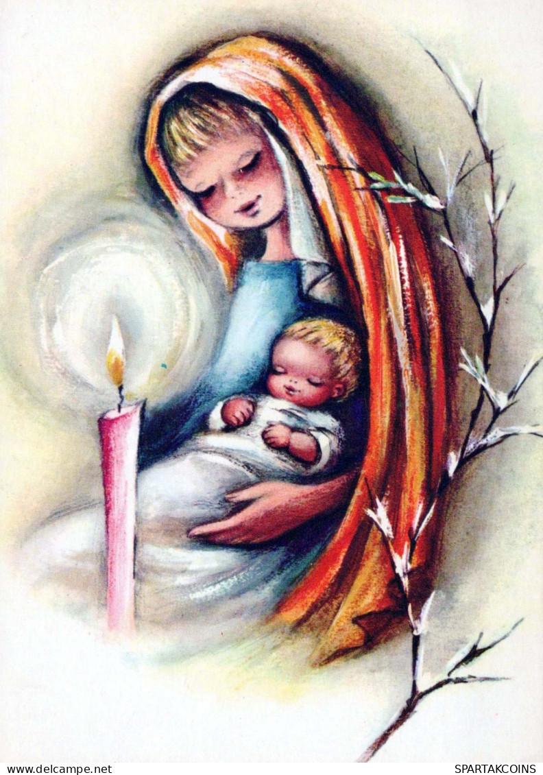 Jungfrau Maria Madonna Jesuskind Weihnachten Religion Vintage Ansichtskarte Postkarte CPSM #PBP938.DE - Maagd Maria En Madonnas