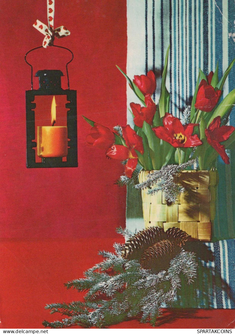 Neujahr Weihnachten KERZE Vintage Ansichtskarte Postkarte CPSM #PBA304.DE - New Year