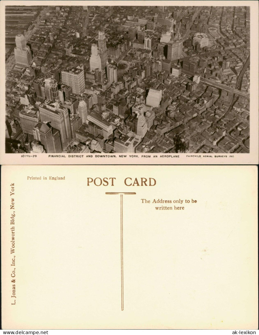 Postcard Manhattan-New York City Luftbild Financial Distrikt 1956 - Autres & Non Classés