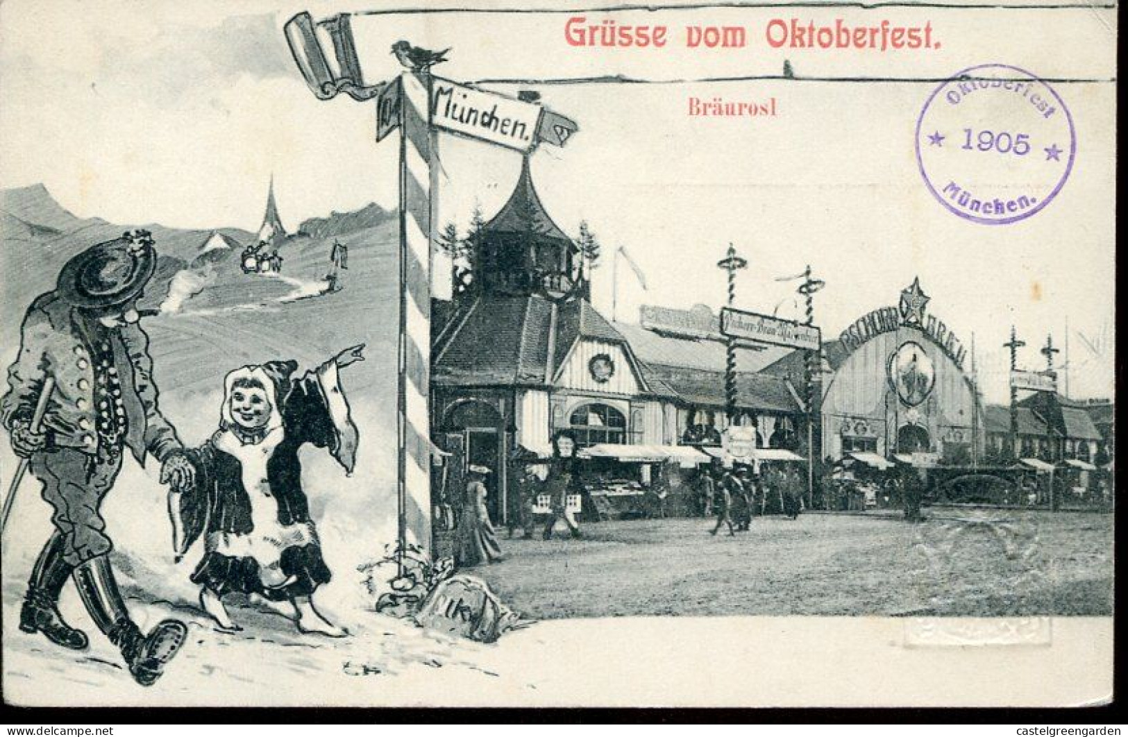 X 0578 Bayern Baviere,stationery Card 5pf.grusse Vom Oktoberfest Munchen ,1905 Braurosl, - Postwaardestukken