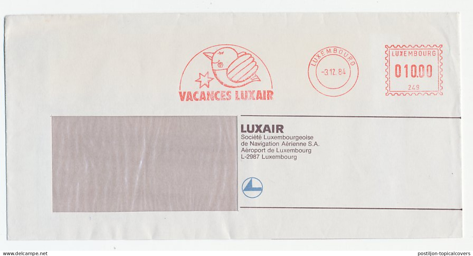 Meter Cover Luxembourg 1984 Luxair - Air Navigation Company - Airplanes