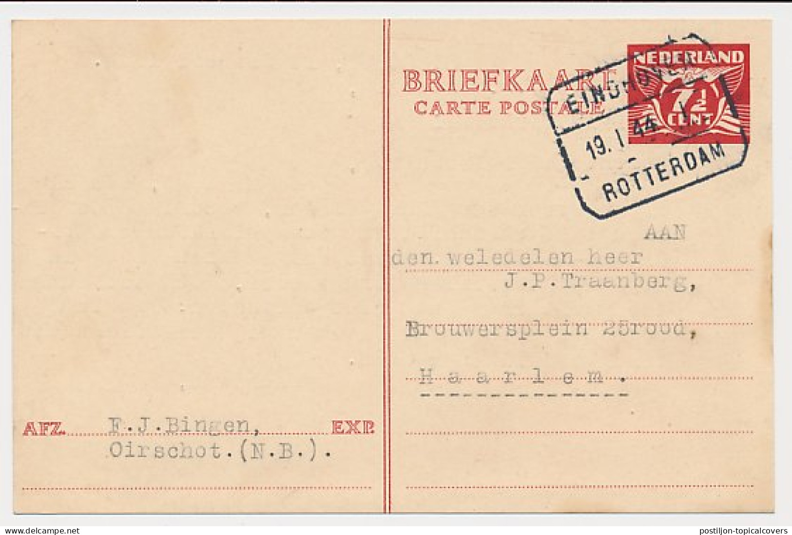 Treinblokstempel : Eindhoven - Rotterdam I 1944 - Ohne Zuordnung