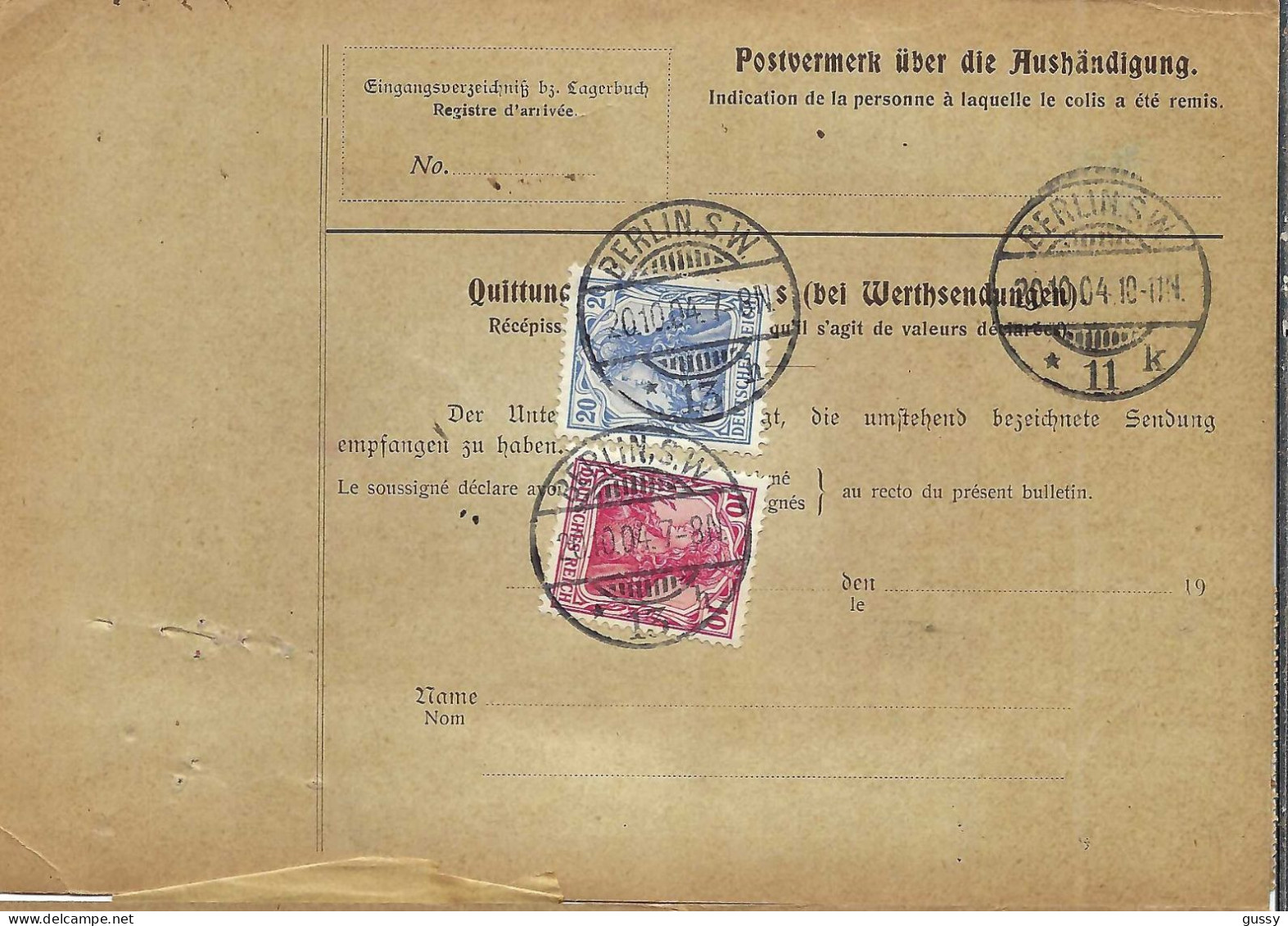 ALLEMAGNE Ca.1904: Bulletin D'Expédition CR De Berlin Pour Genève (Suisse) - Brieven En Documenten