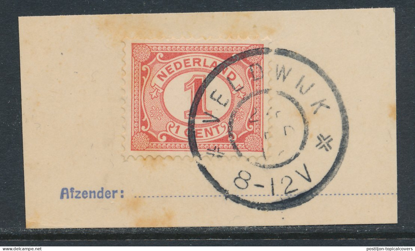 Grootrondstempel Veldwijk 1912 - Poststempels/ Marcofilie