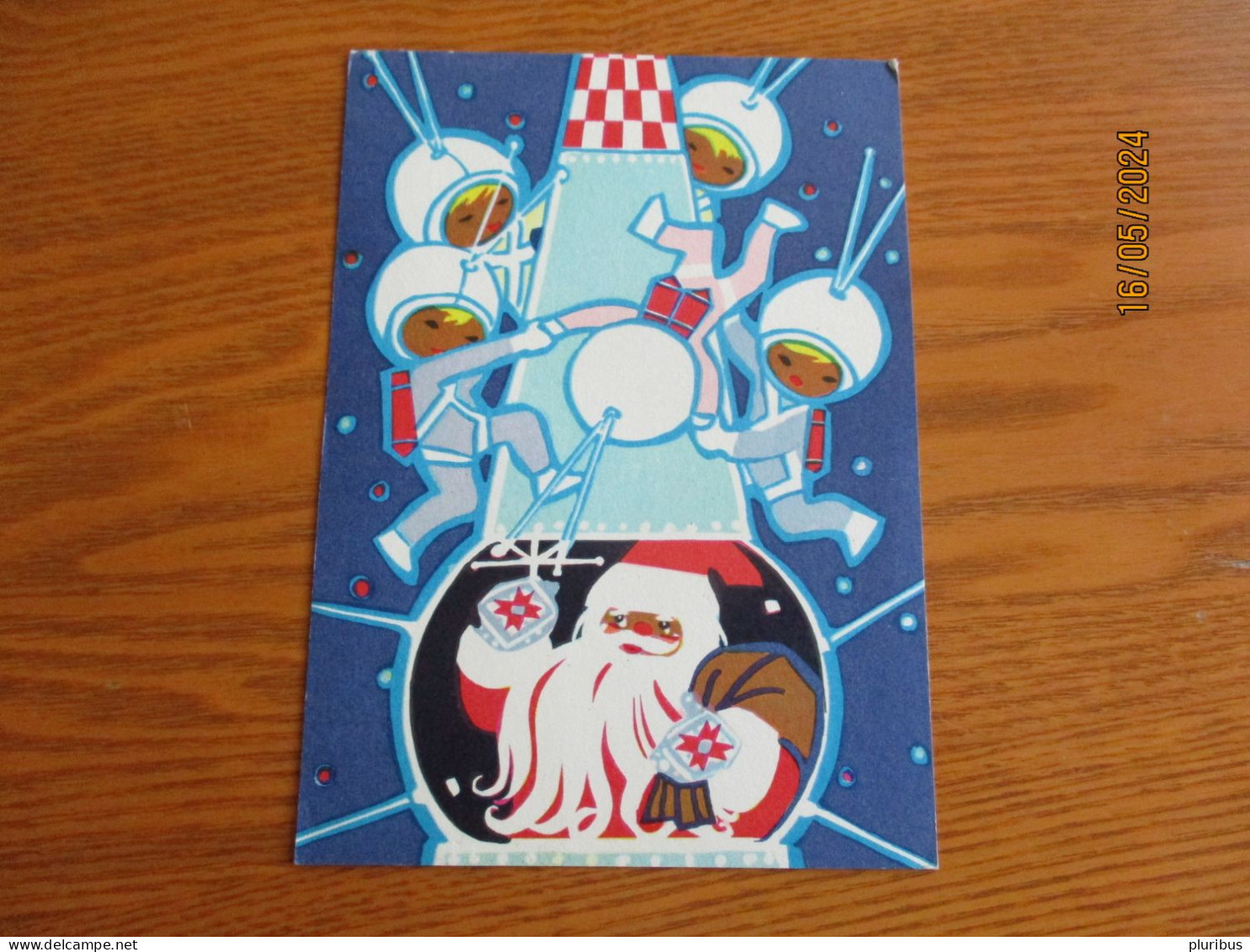 USSR RUSSIA ESTONIA SPACE COSMONAUTS SANTA CLAUS IN ROCKET ,  ARTIST FUKS 1974 - Neujahr