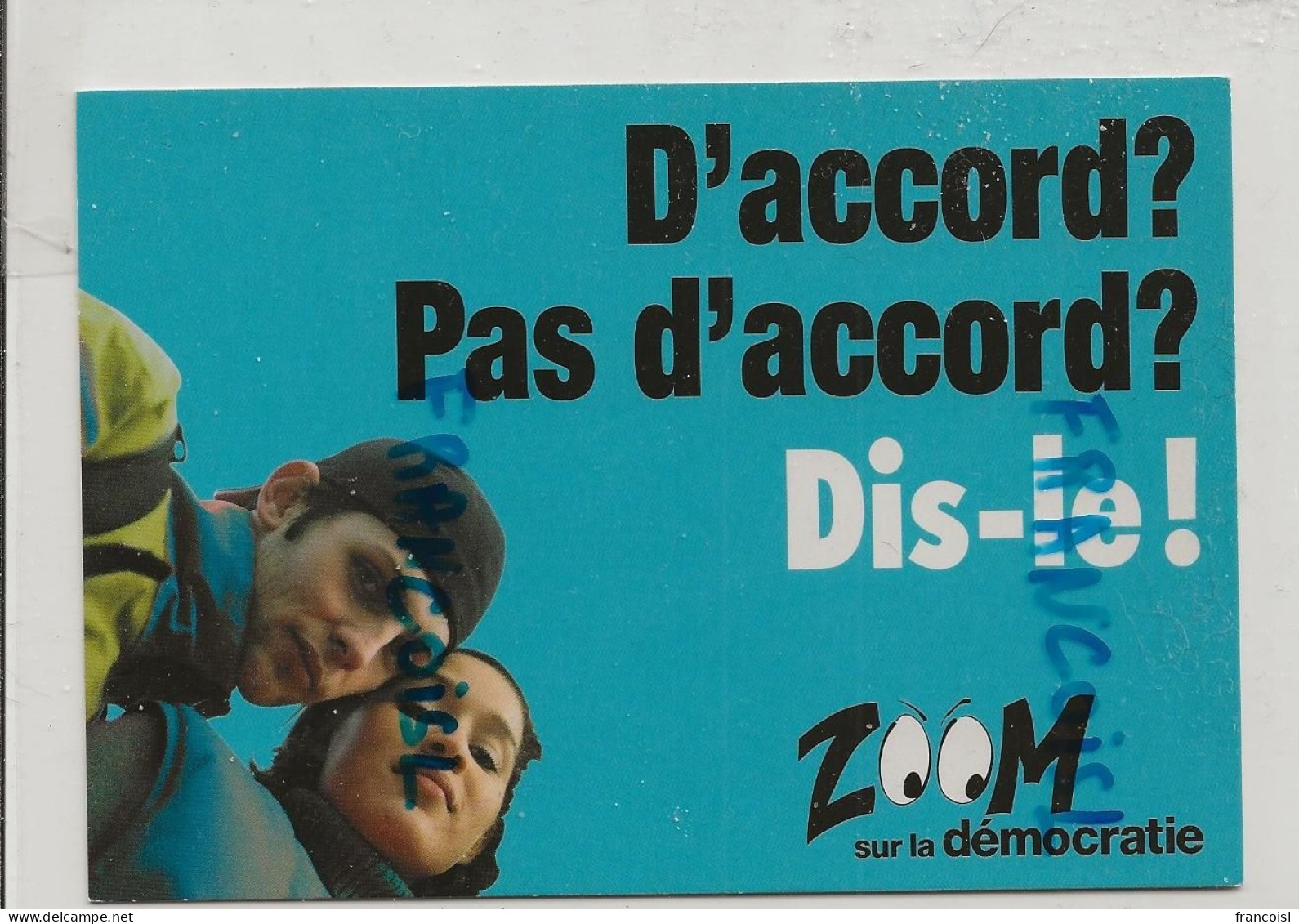 Carte Boomerang. Publicité Pour Le Site Internet  "Zoom Sur La Démocratie" - Political Parties & Elections