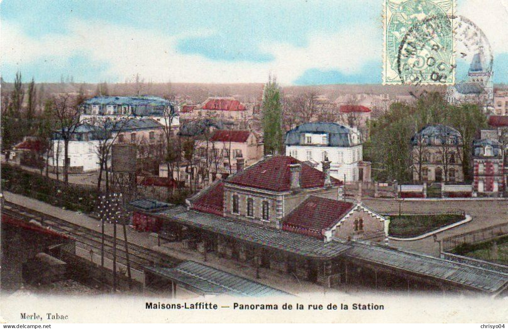 4V4Sb   78 Maisons Lafitte Panorama De La Rue De La Station Cpa Glaçée - Maisons-Laffitte