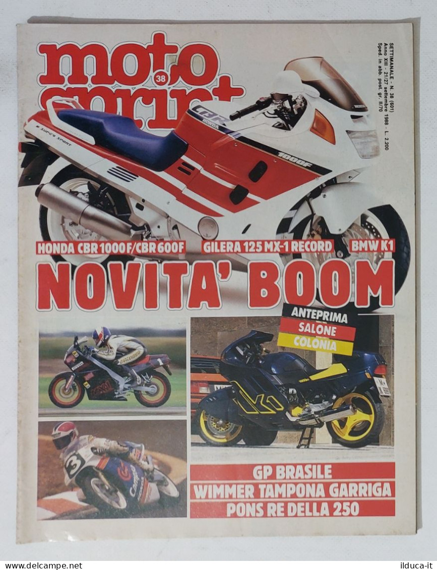 60530 Motosprint 1988 A. XIII N. 38 - Honda CBR 1000F / BMW K1 / Gilera 125 MX-1 - Motori