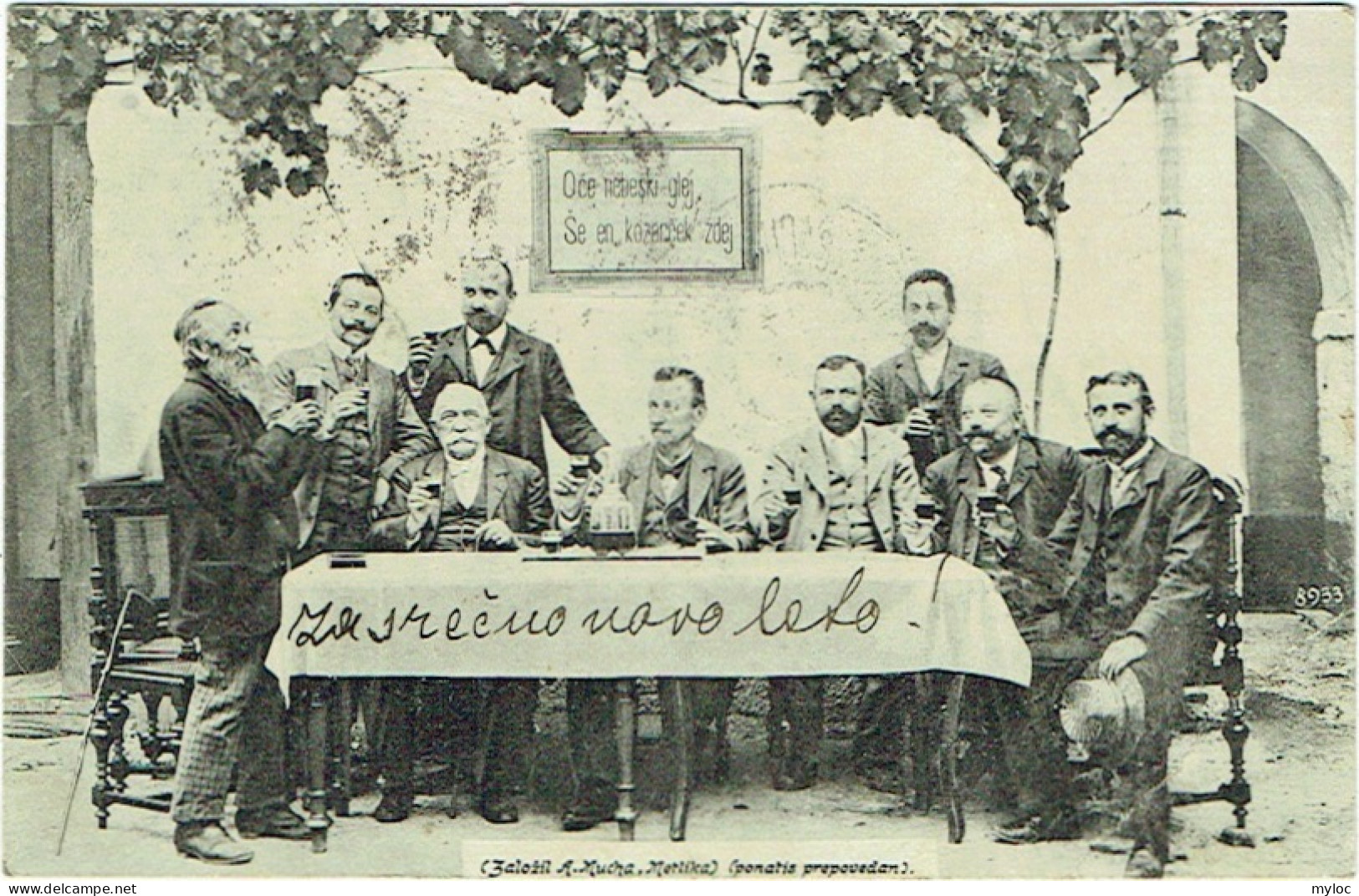 Slovénie. Slovenia. Groupe D'Hommes Buvant. Zasrecno Novo Lato. Foto Anton Mucha, Metlika - Slovénie