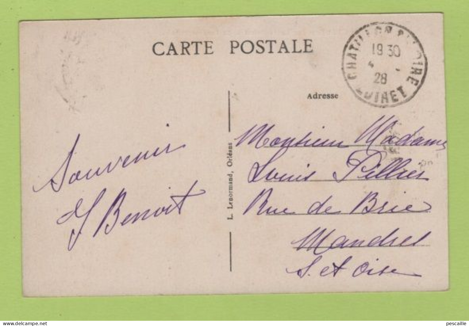 45 LOIRET - CP CHATILLON SUR LOIRE - LE PONT SUSPENDU - EDIT. RAGU - CIRCULEE EN 1928 - Chatillon Sur Loire