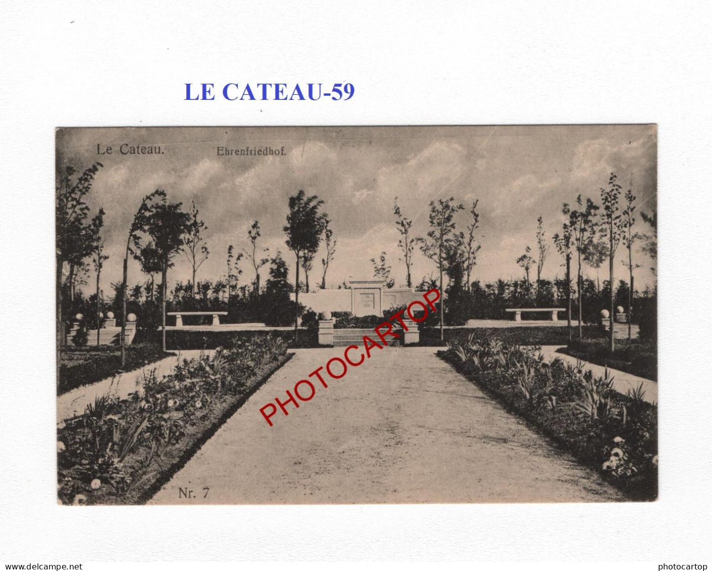 LE CATEAU-59-Tombes-Monument-Cimetiere-CARTE Imprimee Allemande-GUERRE 14-18-1 WK-MILITARIA- - Oorlogsbegraafplaatsen