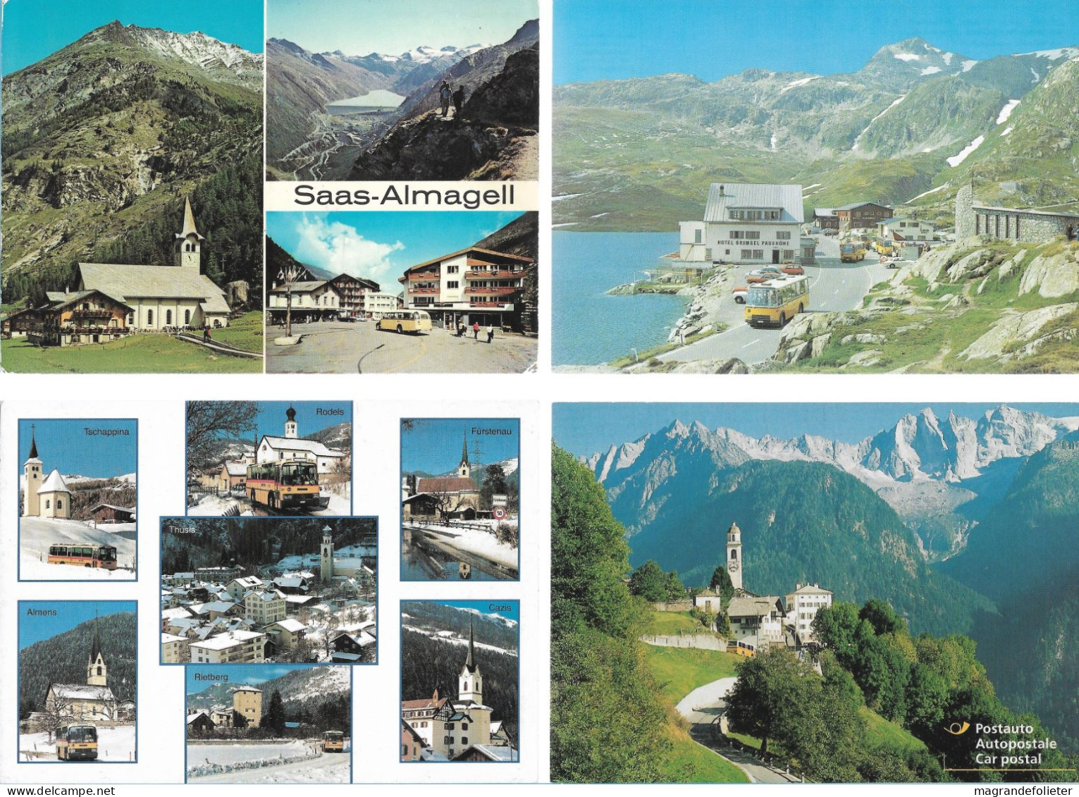 CPA CARTE POSTALE SUISSE 4 X POSTALAUTO AUTO PÖSTALE CAR POSTAL - Collections & Lots