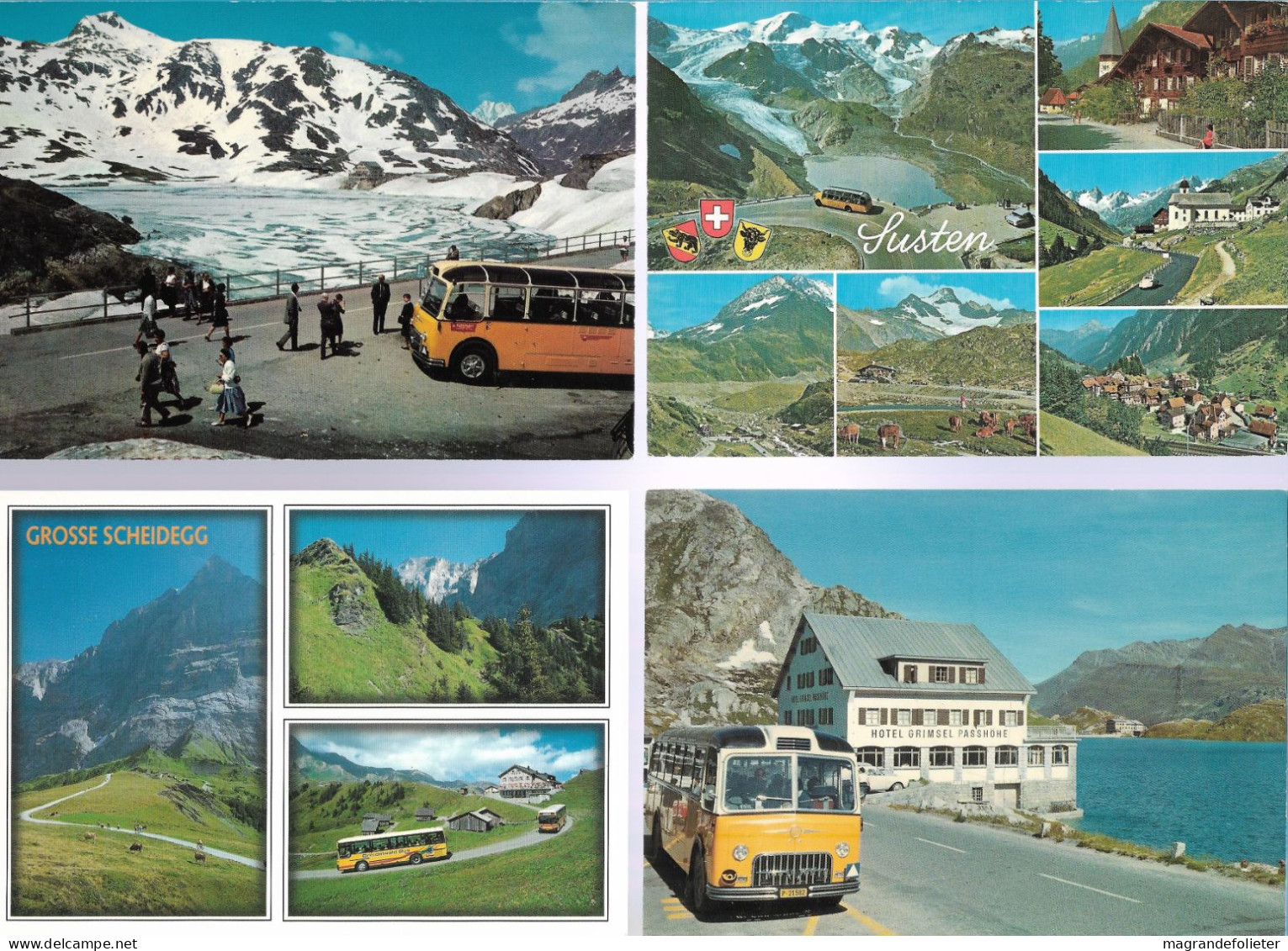 CPA CARTE POSTALE SUISSE 4 X POSTALAUTO AUTO PÖSTALE CAR POSTAL - Collections & Lots