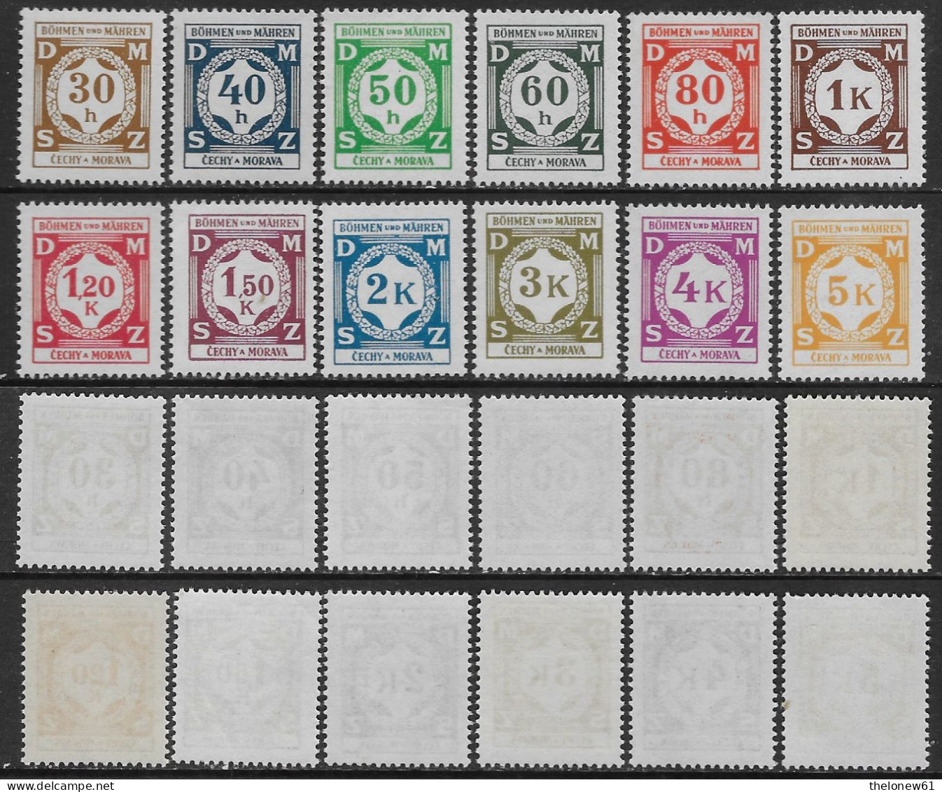 Bohemia Moravia 1941 Government Service  Mi N.1-12 Complete Set MNH ** - Ongebruikt