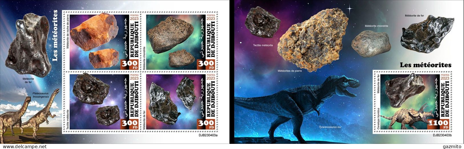 Djibouti 2023, Meteors And Dinosaurs, 4val In BF +BF - Astronomy