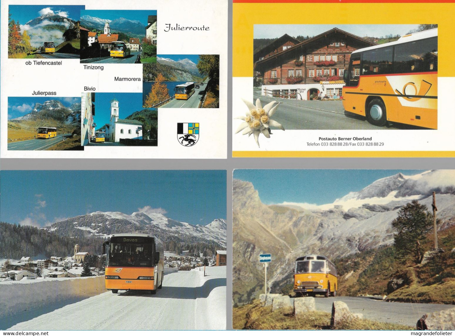 CPA CARTE POSTALE SUISSE 4 X POSTALAUTO AUTO PÖSTALE CAR POSTAL - Collections & Lots