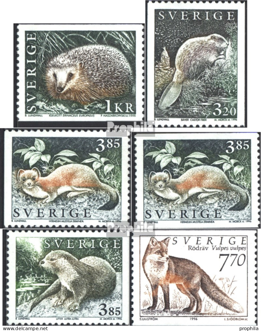 Schweden 1925A,1926C,1927A,D, 1928D,1929A (kompl. Ausg.) Postfrisch 1996 Wildtiere - Neufs