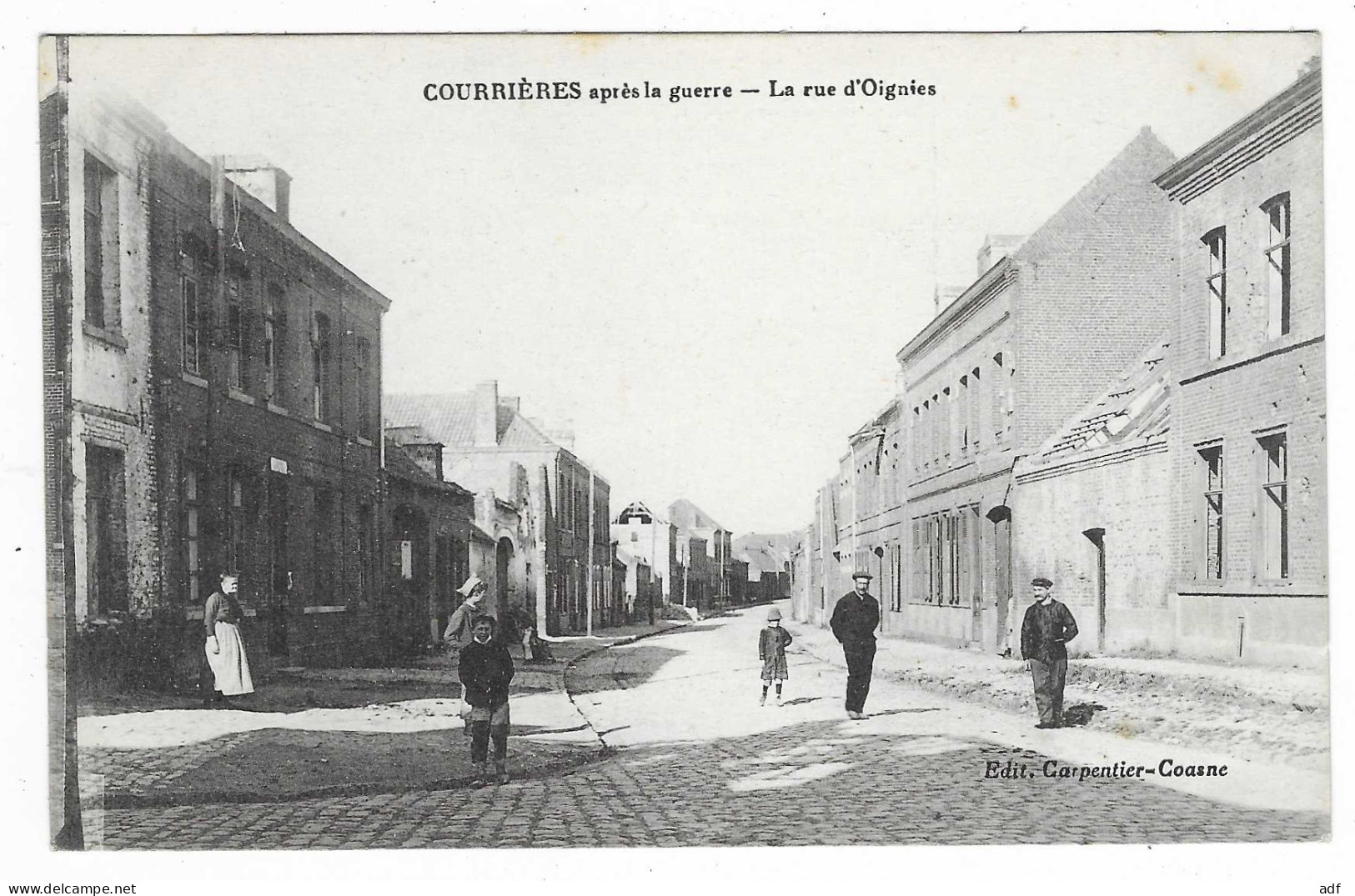 CPA ANIMEE COURRIERES APRES LA GUERRE, ANIMATION DANS LA RUE D'OIGNIES, PAS DE CALAIS 62 - Other & Unclassified