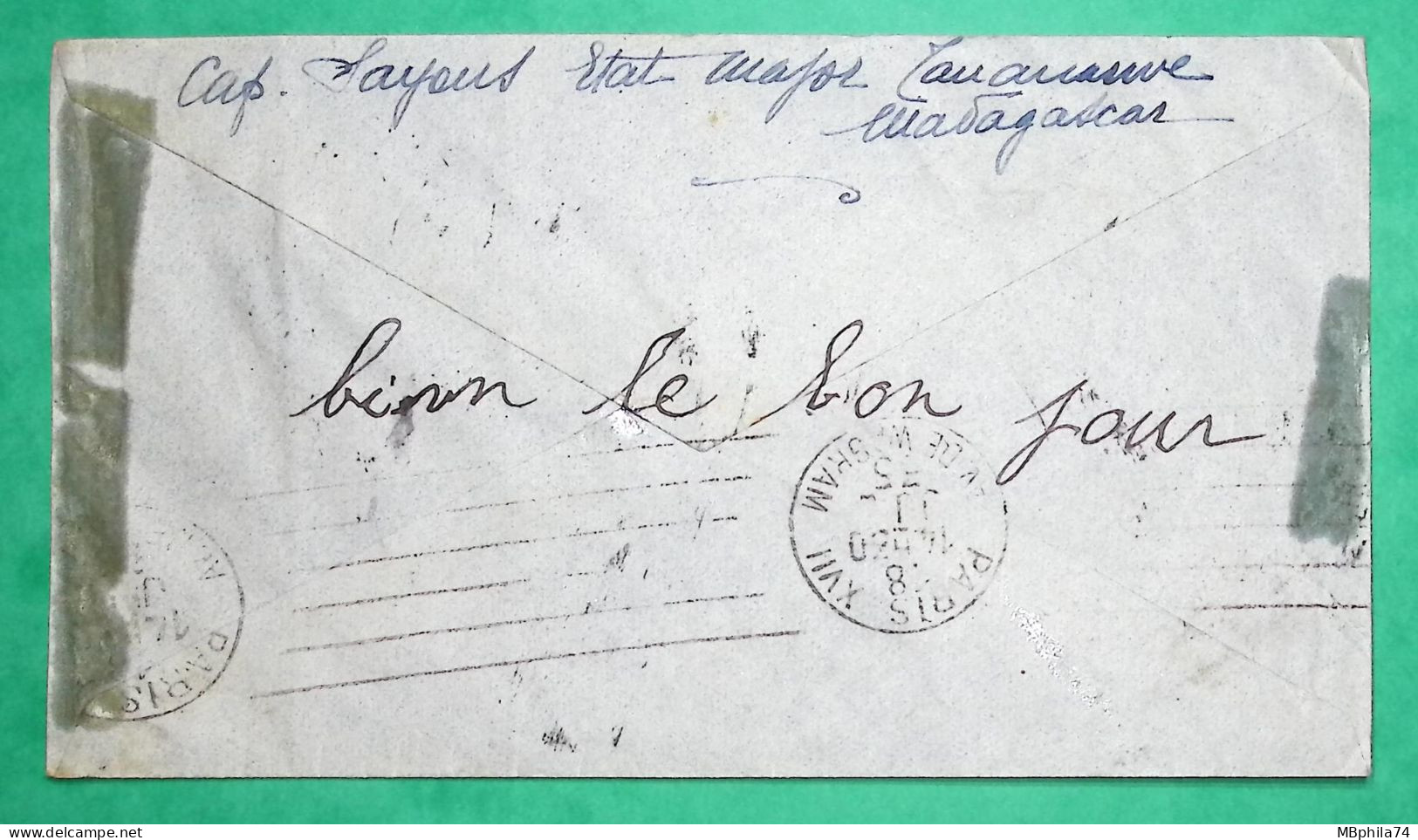 LETTRE PAR AVION TANANARIVE MADAGASCAR POUR PARIS 1935 LETTRE COVER FRANCE - Airmail