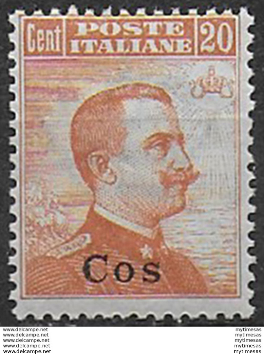 1921-22 Egeo Coo 20c. Arancio MNH Sassone N. 11 - Autres & Non Classés