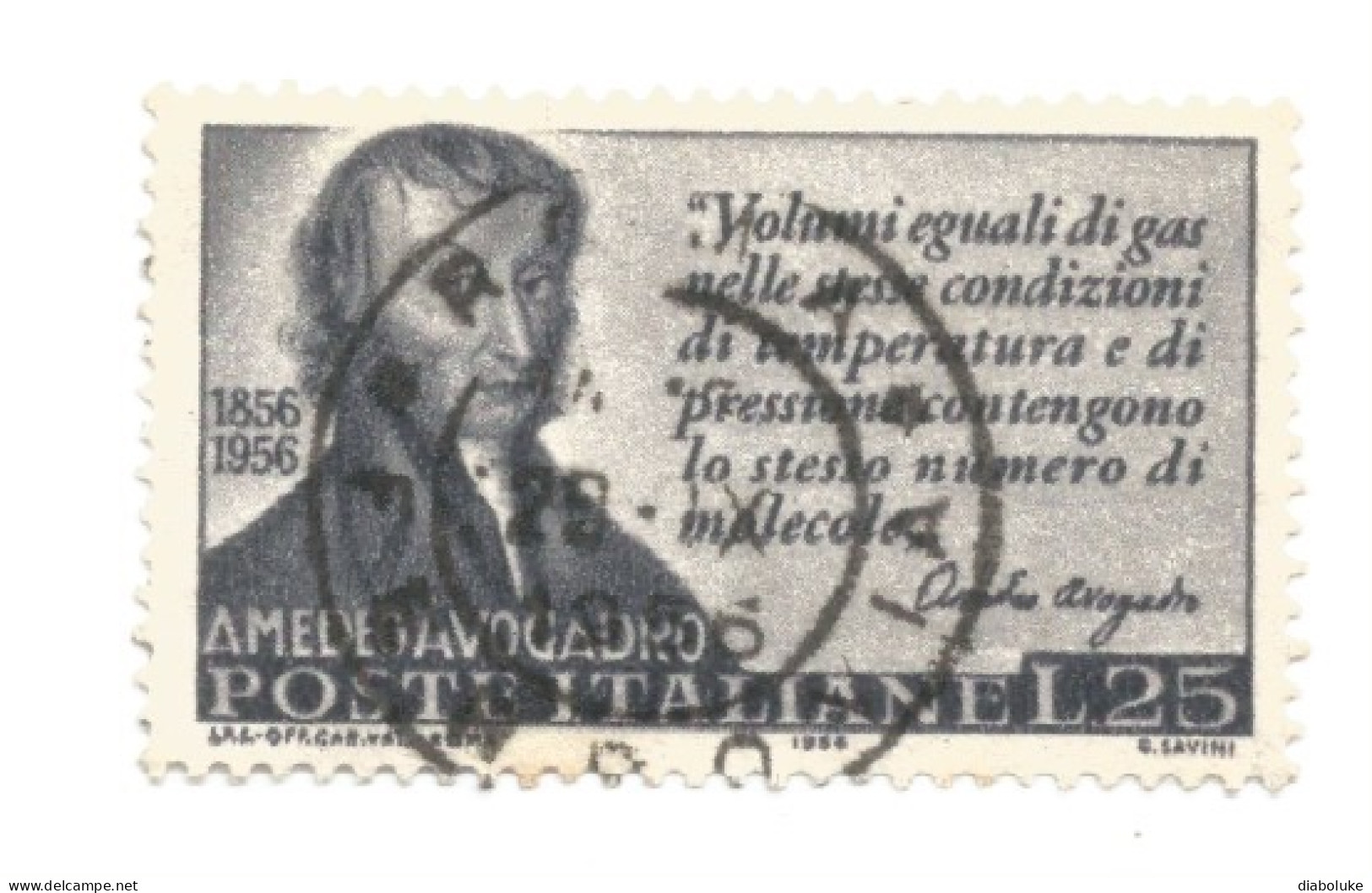 (REPUBBLICA ITALIANA) 1956, AMEDEO AVOGADRO - Serie Di 1 Francobollo Usato - 1946-60: Gebraucht