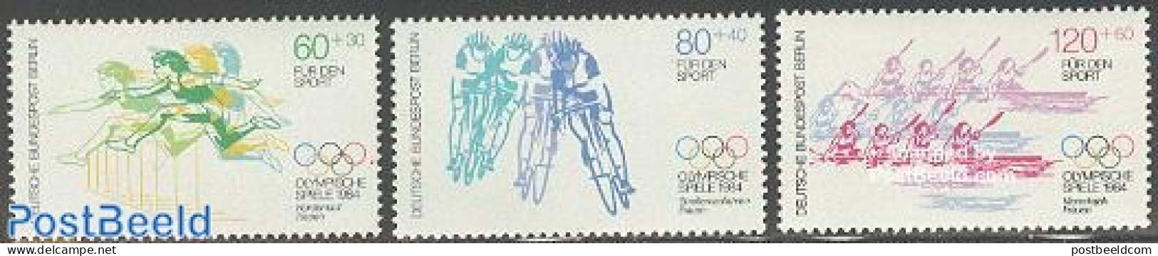 Germany, Berlin 1984 Olympic Games Los Angeles 3v, Mint NH, Sport - Athletics - Cycling - Kayaks & Rowing - Olympic Ga.. - Ungebraucht