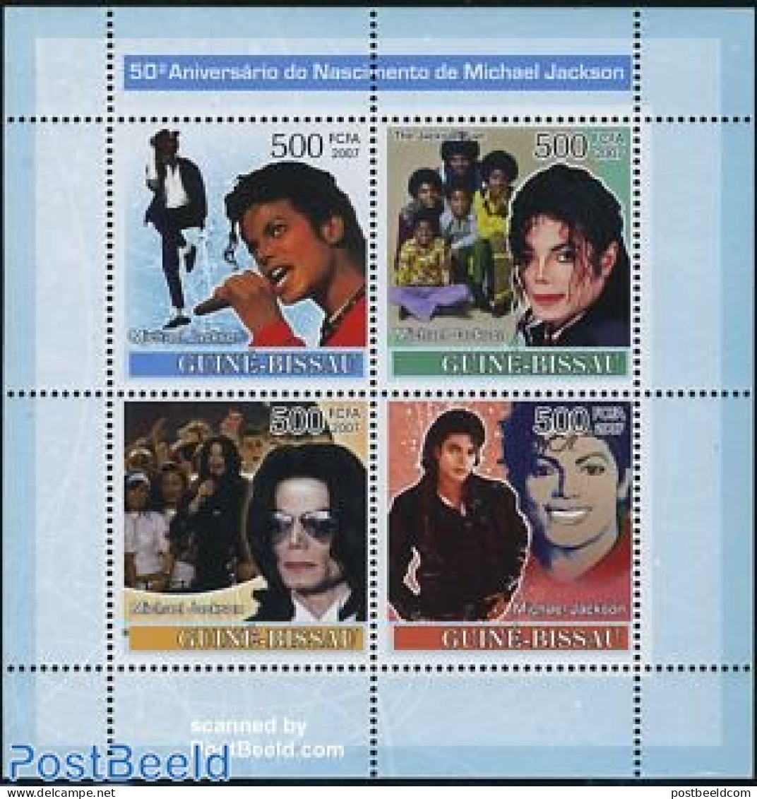 Guinea Bissau 2007 Michael Jackson 4v M/s, Mint NH, Performance Art - Music - Popular Music - Music