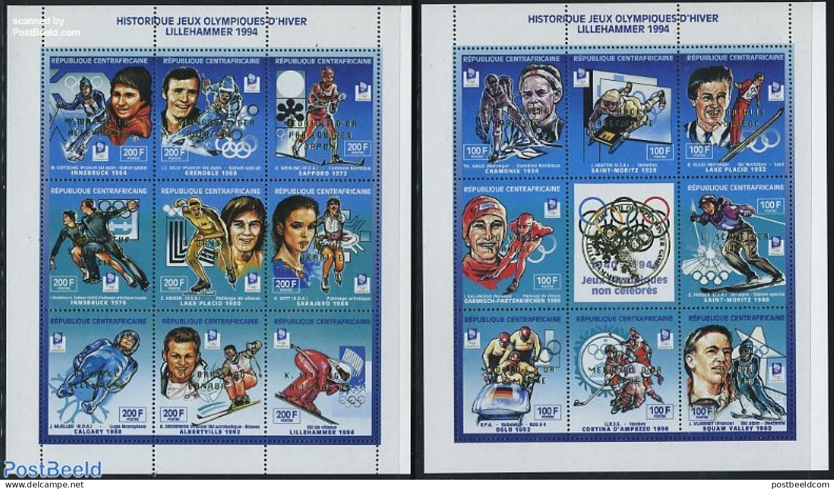 Central Africa 1994 Olympic Winter Winners 17v (2 M/s), Mint NH, Sport - Olympic Winter Games - Centrafricaine (République)