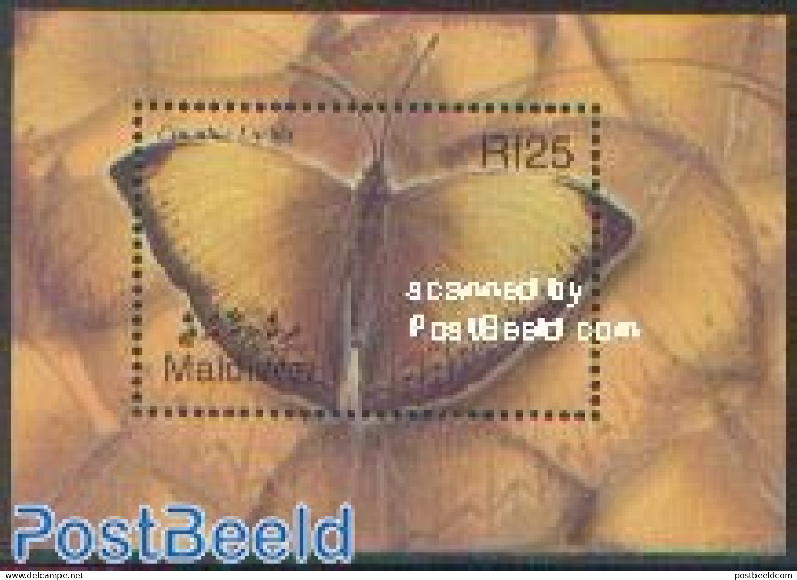 Maldives 2002 Butterflies S/s /Cymothoe Lurida, Mint NH, Nature - Butterflies - Maldives (1965-...)