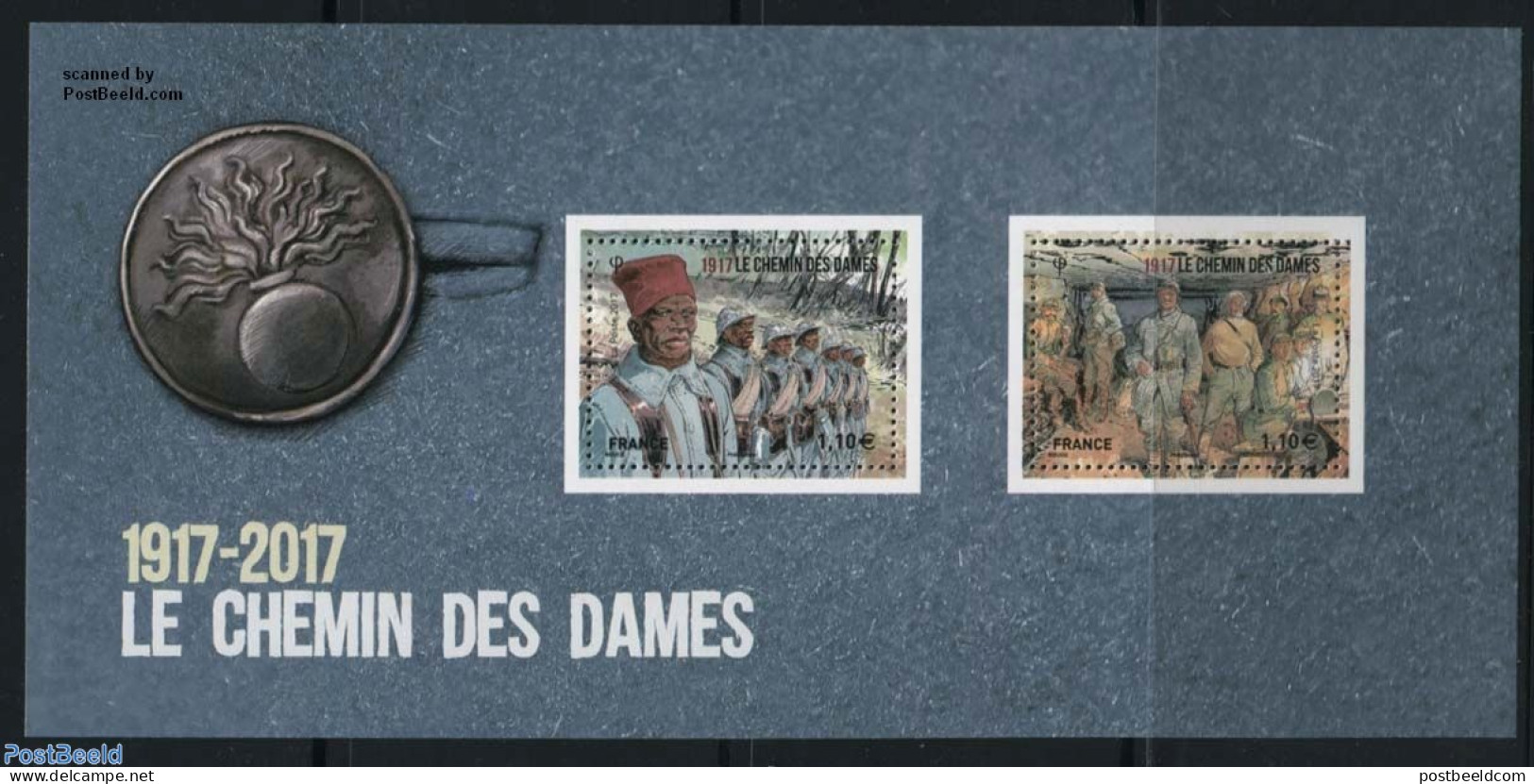 France 2017 Chemin Des Dames Special S/s, Mint NH, History - World War I - Unused Stamps