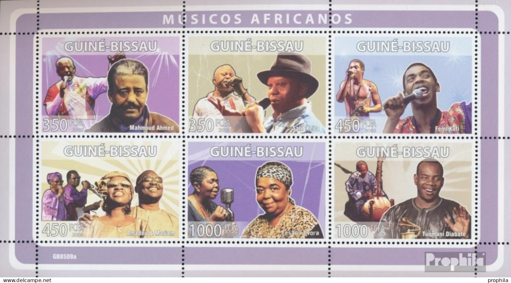 Guinea-Bissau 3979-3984 Kleinbogen (kompl. Ausgabe) Postfrisch 2008 Afrikanische Musiker - Guinée-Bissau