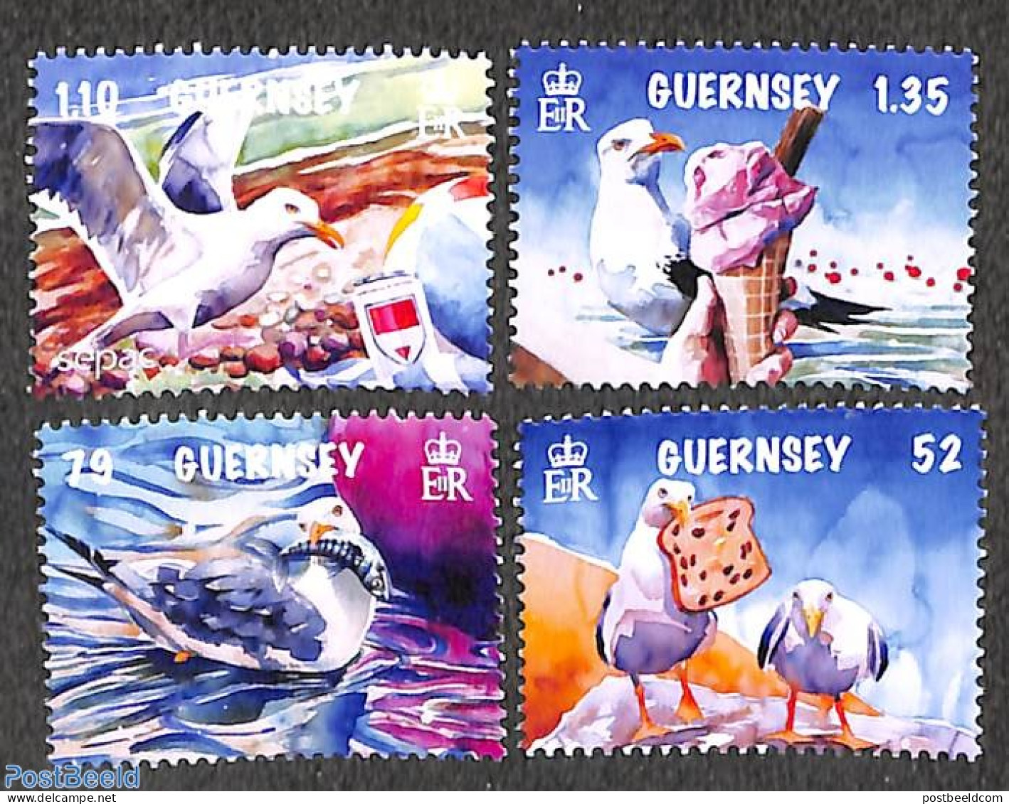 Guernsey 2022 Seagull Mischief 4v, Mint NH, Nature - Birds - Guernsey