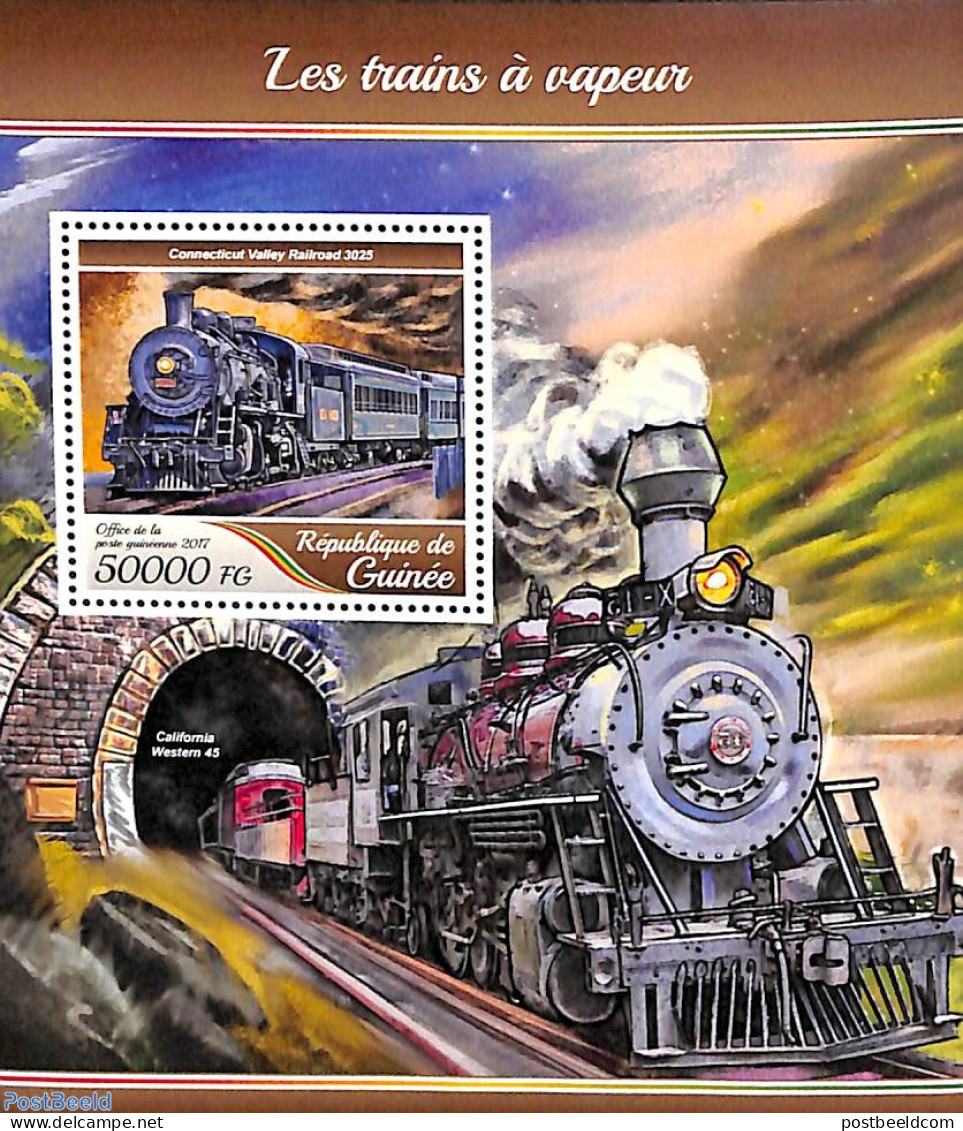 Guinea, Republic 2017 Steam Trains S/s, Mint NH, Transport - Railways - Trains