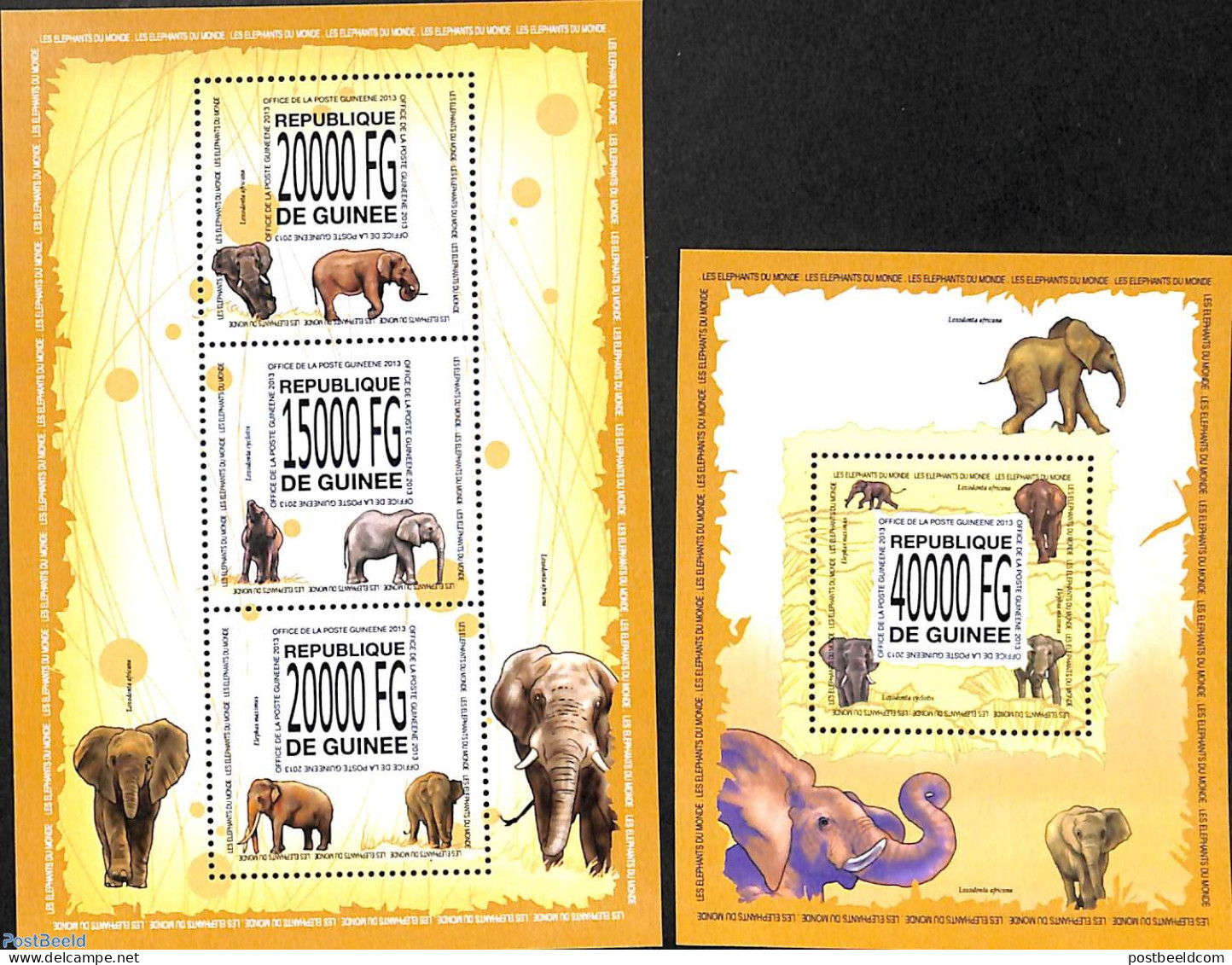 Guinea, Republic 2013 Elephants 2 S/s, Mint NH, Nature - Animals (others & Mixed) - Elephants - Sonstige & Ohne Zuordnung