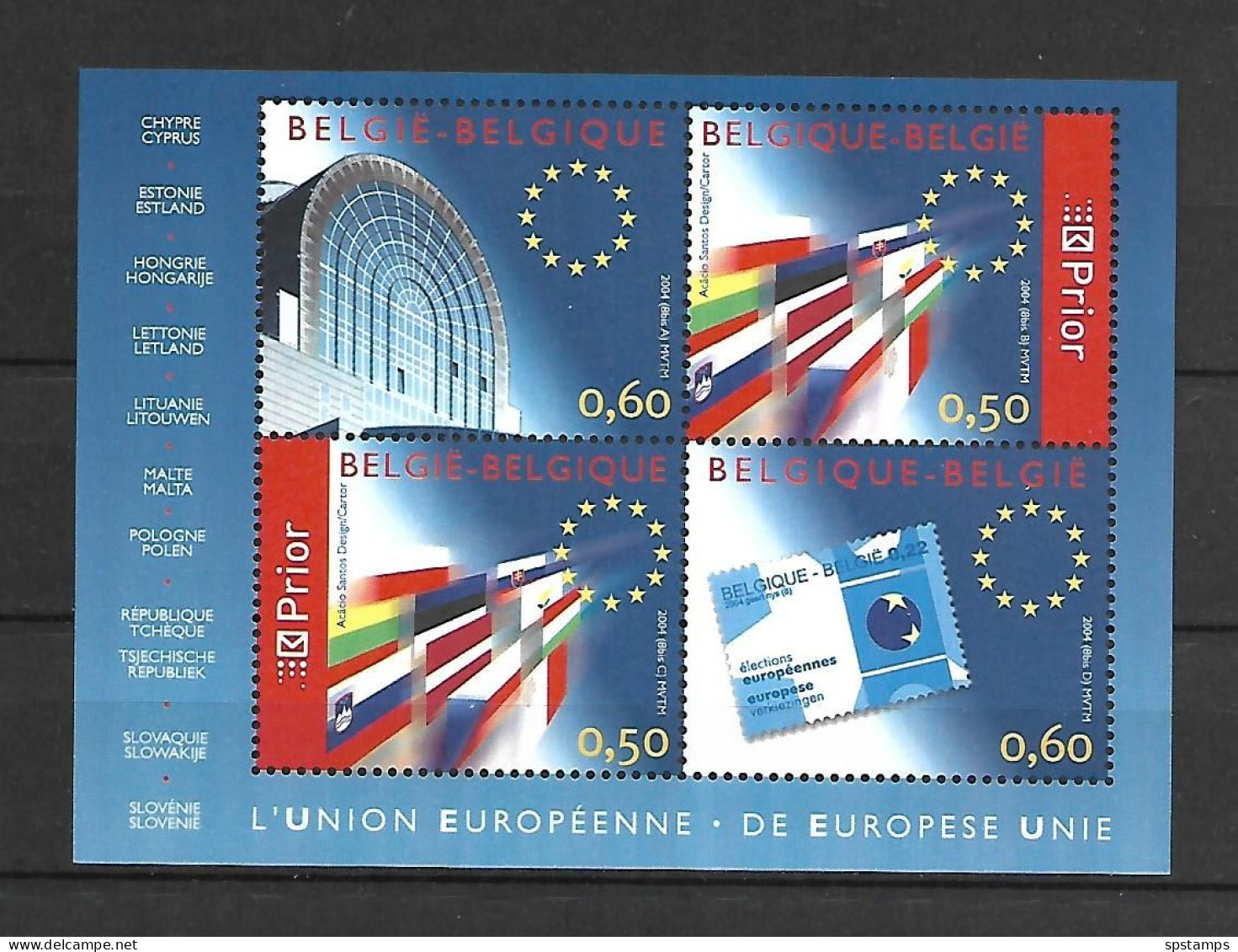 Belgium 2004 The European Union - The 10 New Members MS MNH - European Ideas