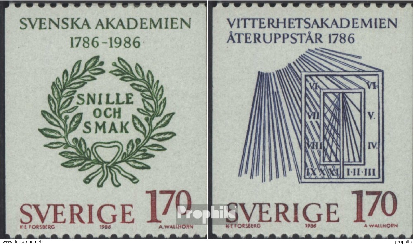 Schweden 1382-1383 (kompl.Ausg.) Postfrisch 1986 Schwedische Akademie - Neufs