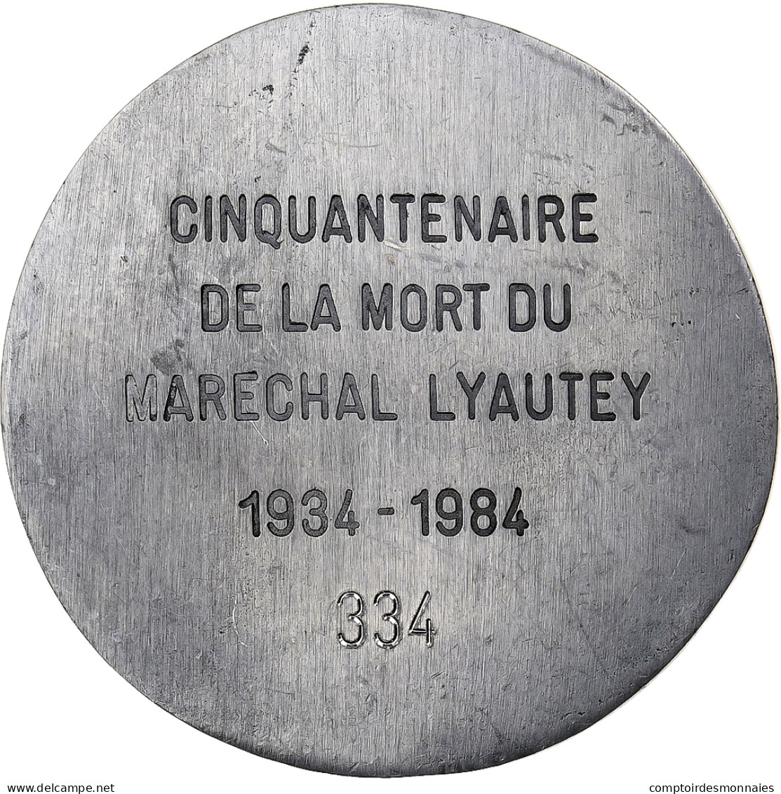 France, Médaille, Cinquantenaire De La Mort Du Maréchal Lyautey, 1984, Bronze - Andere & Zonder Classificatie