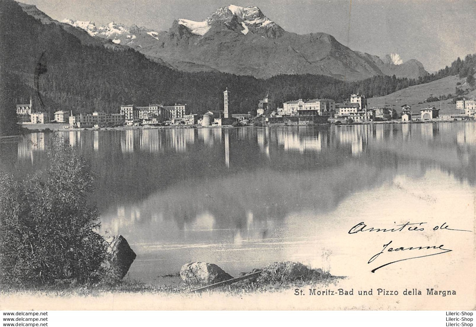 ►ST. MORITZ-BAD UND PIZZO DELLA MARGNA◄►1904◄►CACHET TRIANGULAIRE SUR TIMBRE TAXE 10 CENTIMES►WEHRLI, KILCHBERG No 6533 - Saint-Moritz