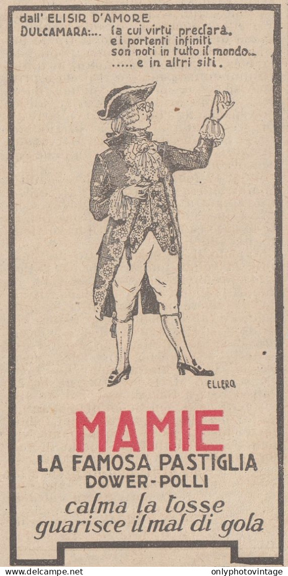 MAMIE La Famosa Pastiglia Dower Polli - Illustrazione - 1922 Pubblicità - Publicités